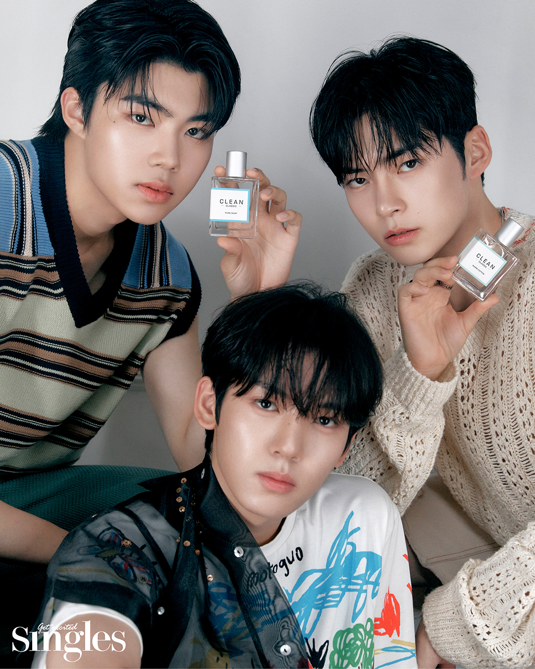 건욱, 유진, 한빈이 클린의 향수와 함께 촬영한 싱글즈 화보